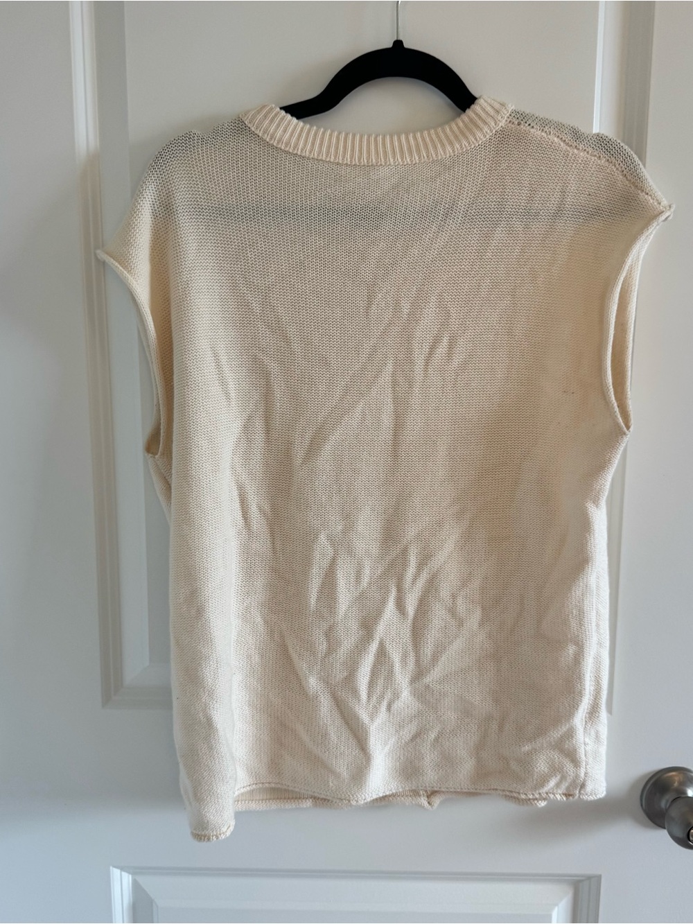 Cream Sleeveless Knit Top